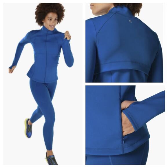 Sweaty Betty Women's Power Boost Workout Zip Up Oxford Blue Size M - Picture 2 of 10